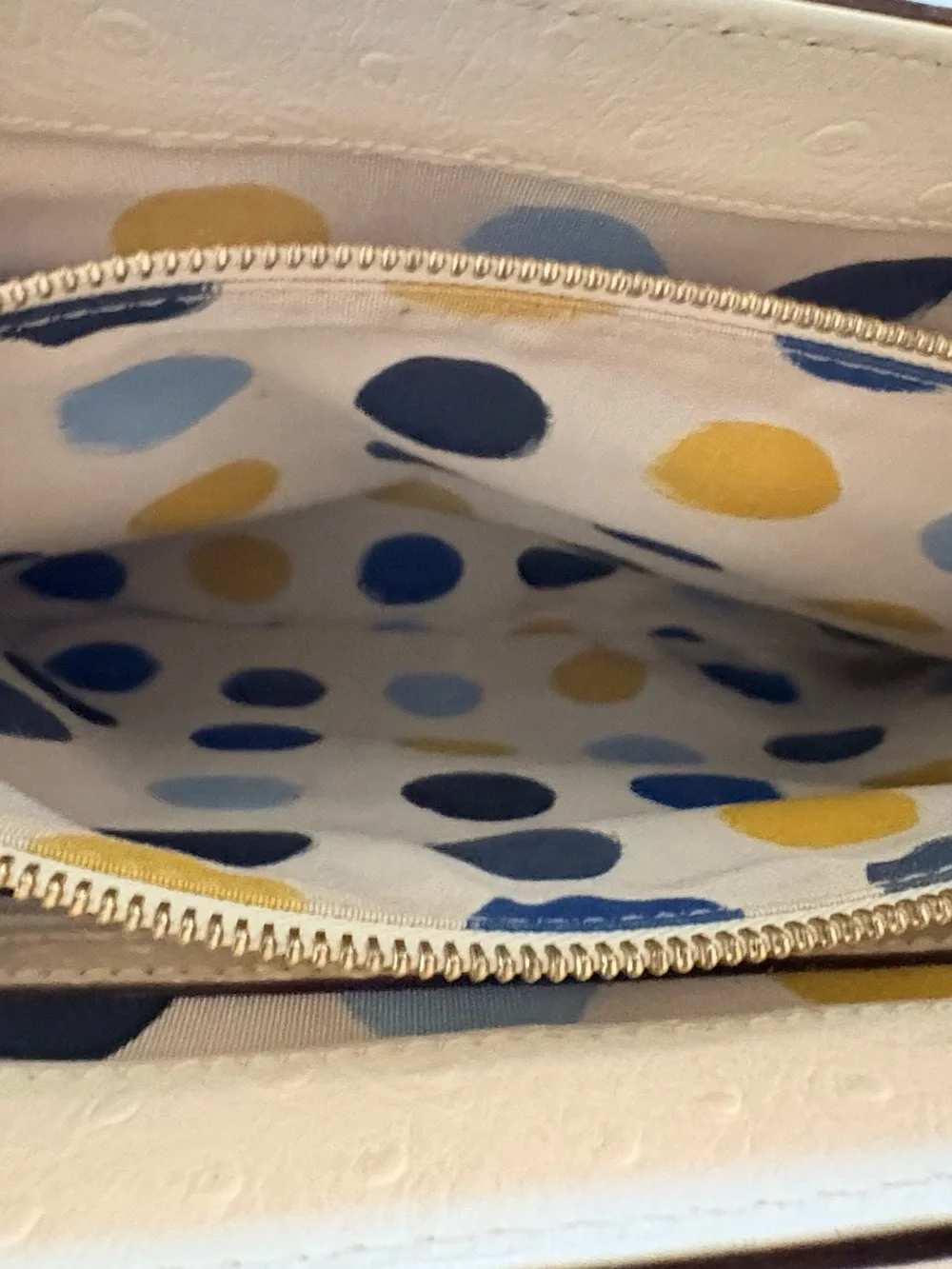 kate spade Cream Textured Tote with Metal Logo Plaque